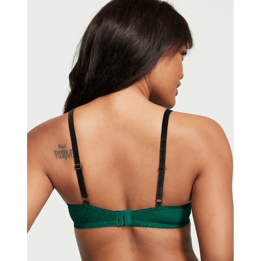 Victoria's Secret Dream Angels Green Swiss Dot Lace Bra and Thong Set 34DD - Picture 5 of 5